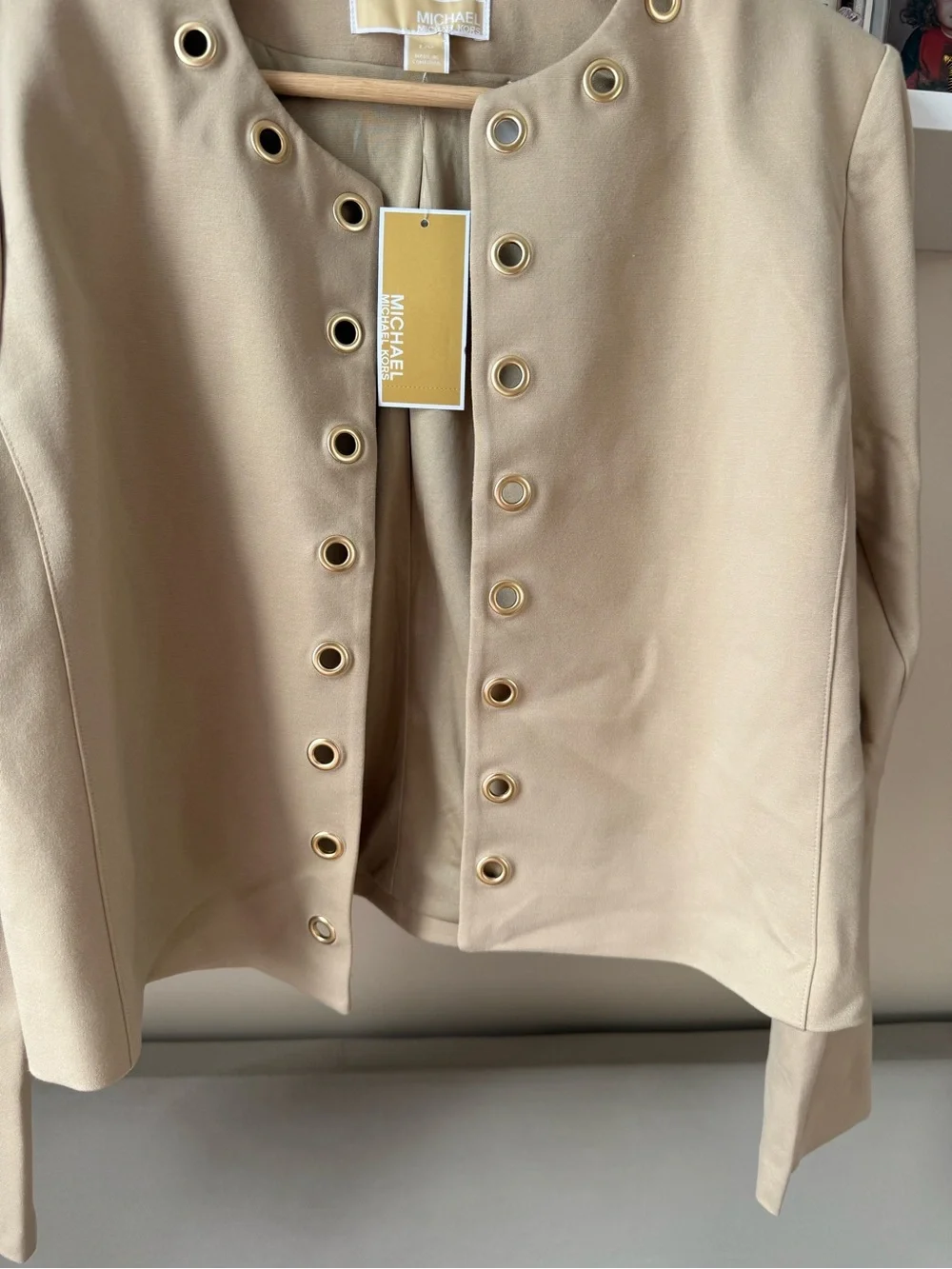 Michael Kors Beige Cream Grommet-Trim Blazer